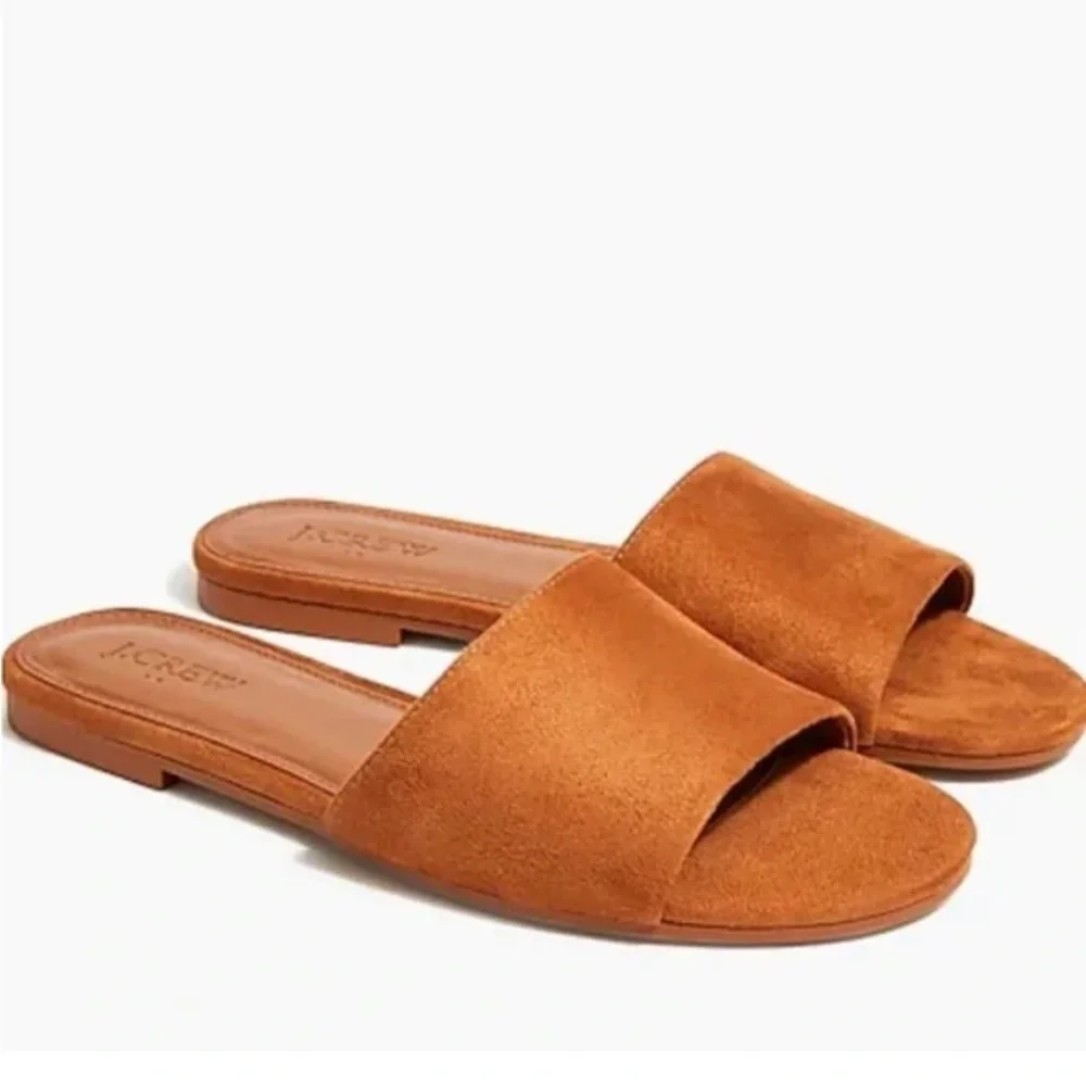 New J.Crew Microsuede Mules Size 10